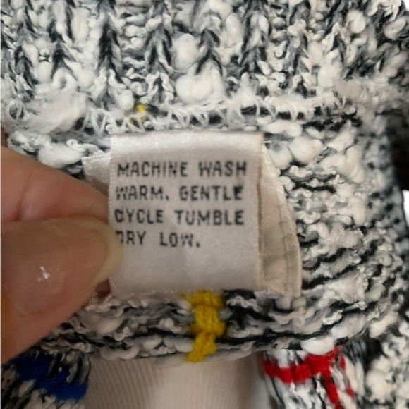 Vintage 90’s short sleeved sweater heathered grey with primary stripes size XL - Picture 6 of 6